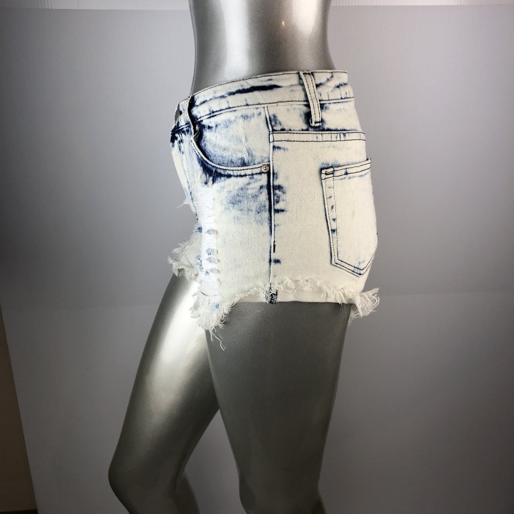 Acid Washed, Bleached, High Waist Shorts (Small)